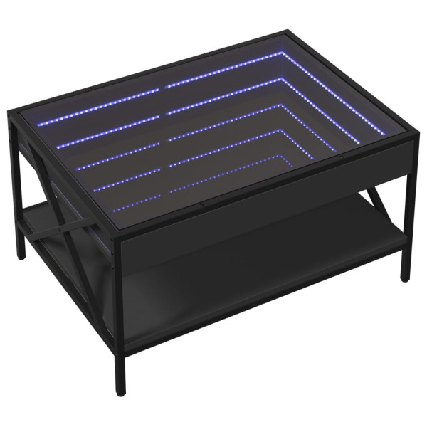Mesa de centro con Infinity LED negro 70x50x38 cm M 3