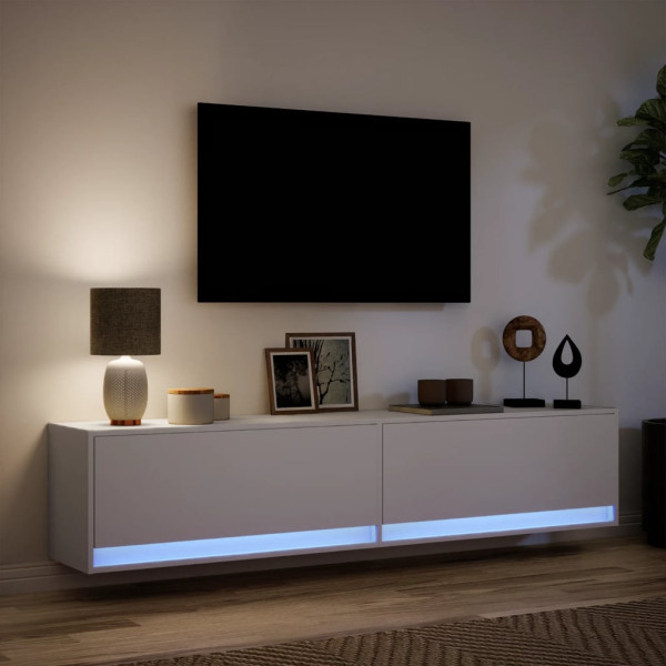 Mueble de TV de pared con LED blanco 180x31x38 cm M 5