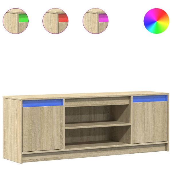 Mueble de TV LED madera ingeniería roble Sonoma 139.5x34x50 cm M 2