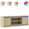 Mueble de TV LED madera ingeniería roble Sonoma 139.5x34x50 cm 2