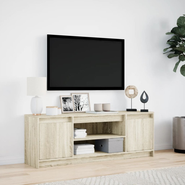 Mueble de TV LED madera ingeniería roble Sonoma 139.5x34x50 cm M 4