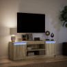Mueble de TV LED madera ingeniería roble Sonoma 139.5x34x50 cm 5