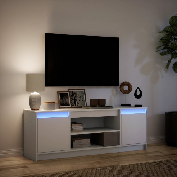 Mueble de TV con LED madera de ingeniería blanco 139.5x34x50 cm M 5