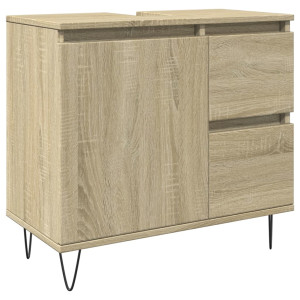 Armario de baño madera contrachapada roble Sonoma 65x33x60 cm H