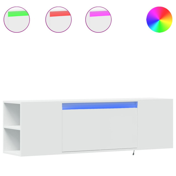 Móvel de parede para TV com luzes LED 135x31x39.5 cm branco M 2