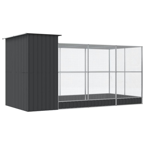 Aviário com extensão 416x203x216 cm aço prateado M 5