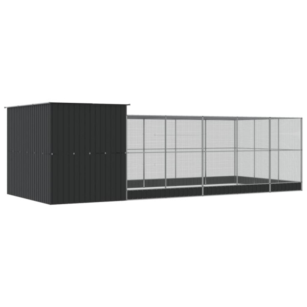 Aviário com extensão 704x303x216 cm aço prateado M 5