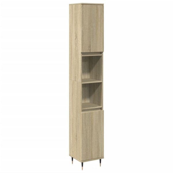 Set de muebles de baño 3 pzas madera contrachapada roble Sonoma M 4