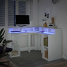 Secretária c/ luzes LED 130x130x91 cm derivados madeira branco 6