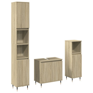 Set de muebles de baño 3 pzas madera contrachapada roble Sonoma H