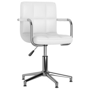Silla de oficina giratoria de cuero sintético blanco H