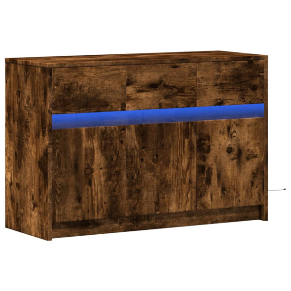 Mueble de TV LED madera ingeniería roble ahumado 91x34x61 cm M 3