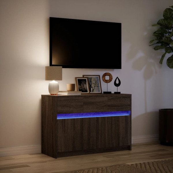 Mueble de TV LED madera ingeniería marrón roble 91x34x61 cm M 5