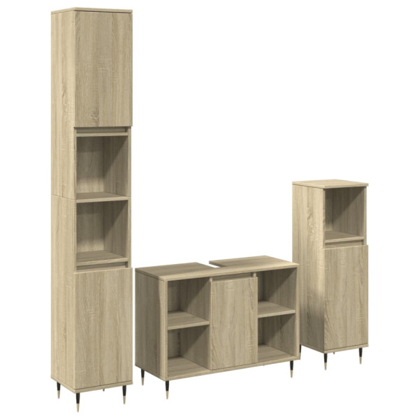 Set de muebles de baño 3 pzas madera contrachapada roble Sonoma M 2