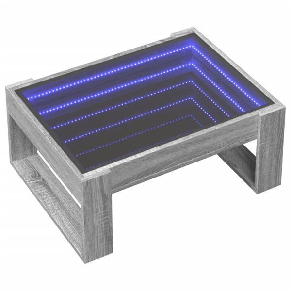 Mesa de centro con Infinity LED gris Sonoma 70x53x30 cm M 3