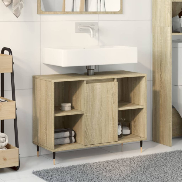 Mueble de baño madera de ingeniería roble Sonoma 80x33x60 cm M 3
