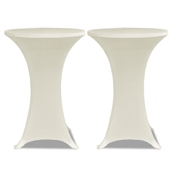 Mantel elástico para mesa alta 4 unidades color crema Ø60 cm M 3