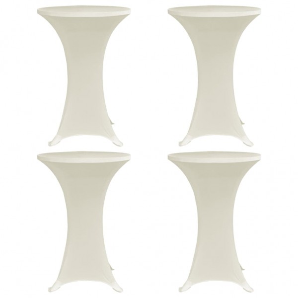 Mantel elástico para mesa alta 4 unidades color crema Ø70 cm D
