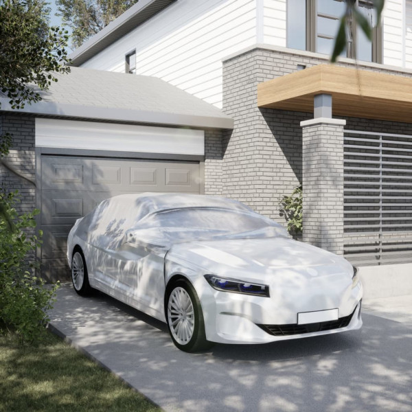 Funda para coche con ganchos media PEVA plateado M D