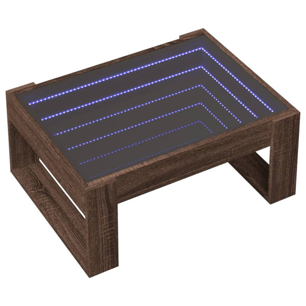 Mesa de centro con Infinity LED marrón roble 70x53x30 cm M 3