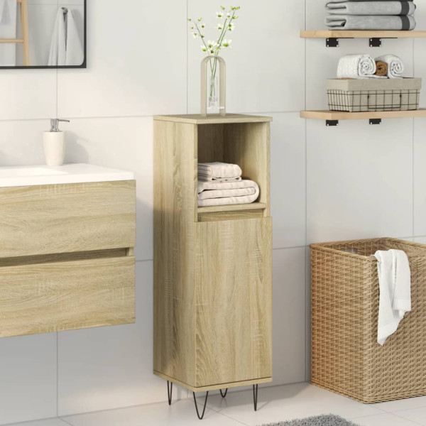 Armario de baño madera contrachapada roble Sonoma 30x30x100 cm M 3
