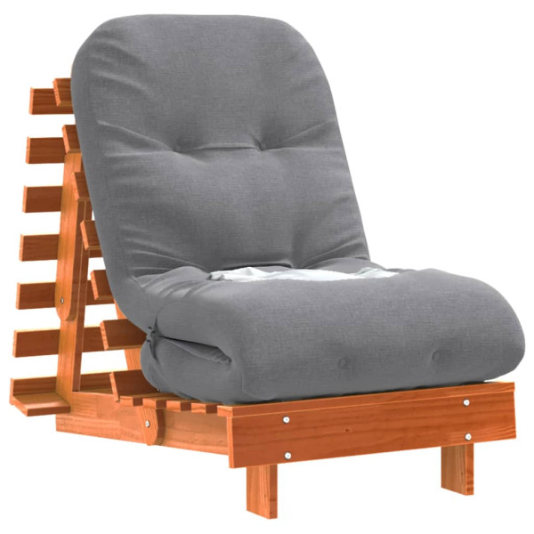 Futón sofá cama con colchón madera maciza marrón 60x206x11 cm M 4