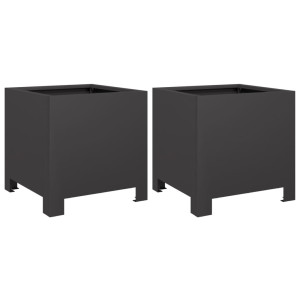 Vaso/floreira de jardim 2 pcs 30x30x30 cm aço preto H