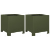 Vaso/floreira de jardim 2 pcs 30x30x30 cm aço verde azeitona 2