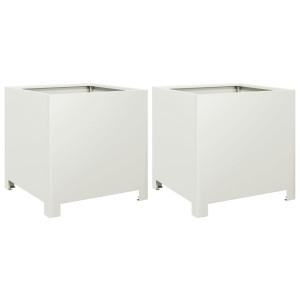 Vaso/floreira de jardim 2 pcs 40x40x40 cm aço branco H