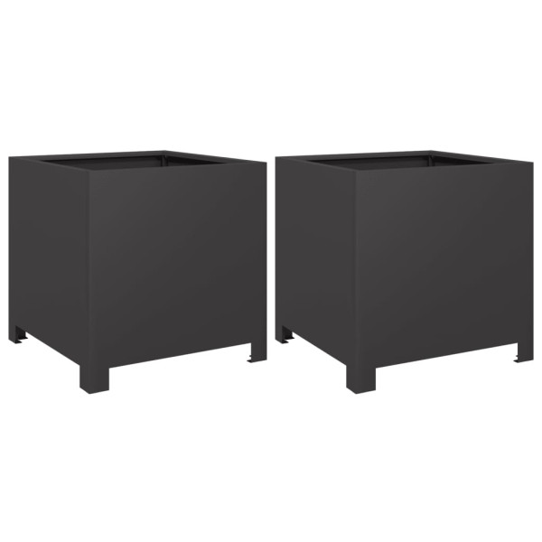 Vaso/floreira de jardim 2 pcs 40x40x40 cm aço preto M 2