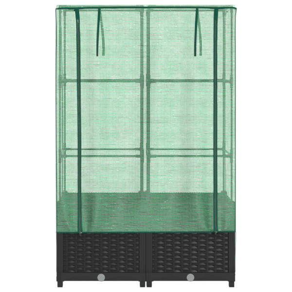 Arriate con cubierta invernadero aspecto ratán 80x40x138 cm M 4