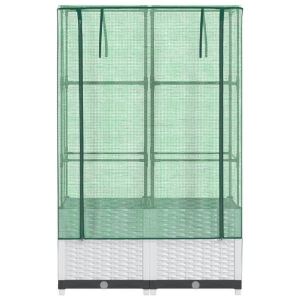 Arriate con cubierta invernadero aspecto ratán 80x40x138 cm M 4