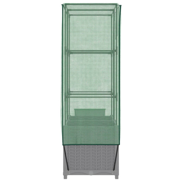 Canteiro elevado com cobertura de estufa aspeto de vime M 5