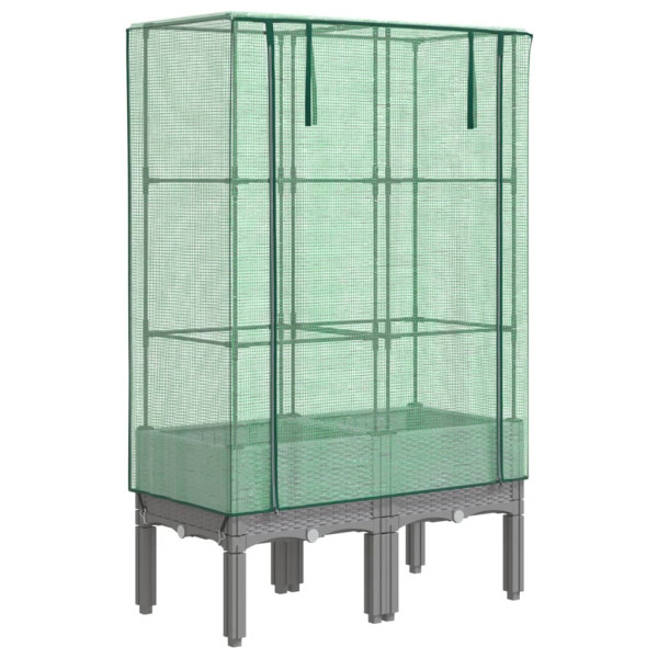 Arriate con cubierta invernadero aspecto ratán 80x40x140 cm M 2