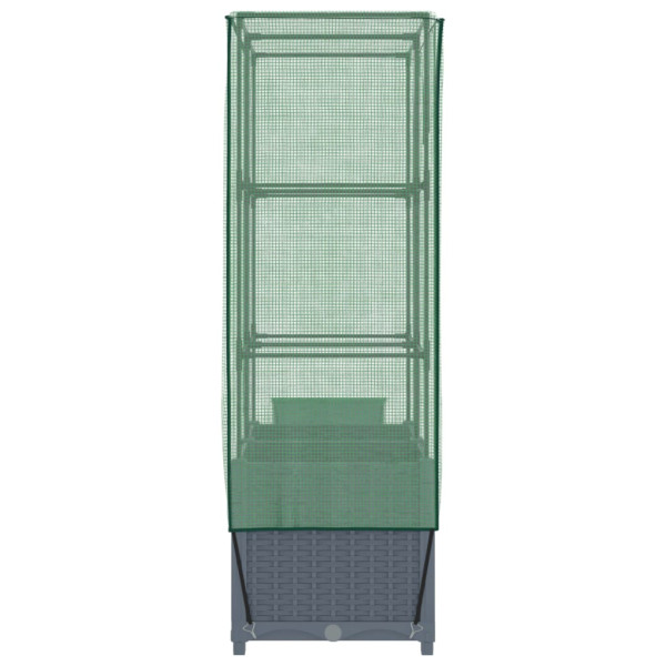 Arriate con cubierta invernadero aspecto ratán 80x40x138 cm M 5