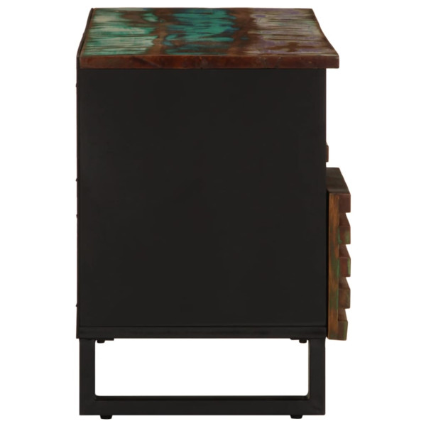 Mueble de TV madera maciza de acacia 100x34x46 cm M 4