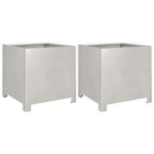 Vaso/floreira de jardim 2 pcs 40x40x40 cm aço inoxidável H