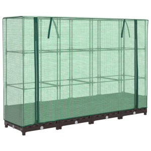 Arriate con cubierta invernadero aspecto ratán 160x40x123 cm H