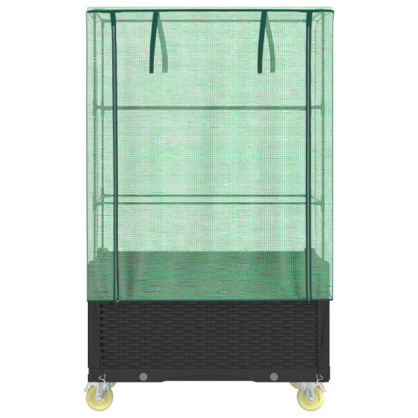 Arriate con cubierta invernadero aspecto ratán 80x50x182 cm M 4