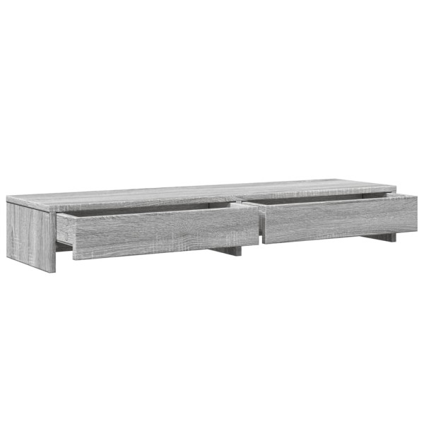 Soporte de monitor con cajones madera gris Sonoma 100x27x15 cm M 5