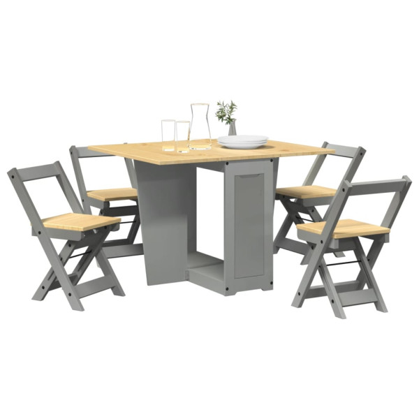 Set comedor plegable mariposa 5 pzas Corona madera pino gris D