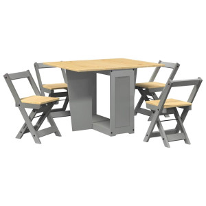 Set comedor plegable mariposa 5 pzas Corona madera pino gris H