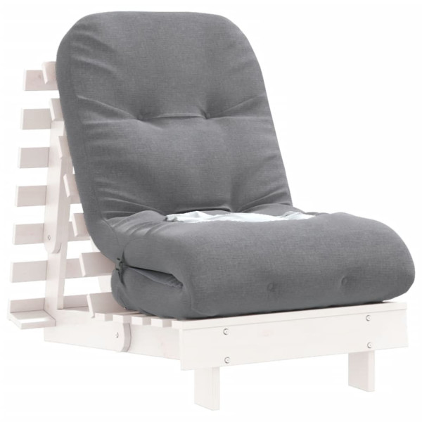 Sofá-cama futon com colchão 60x206x11 cm pinho maciço branco M 4