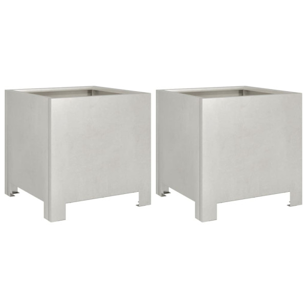 Vaso/floreira de jardim 2 pcs 30x30x30 cm aço inoxidável M 2