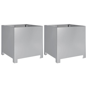 Vaso/floreira de jardim 2 pcs 40x40x40 cm aço galvanizado H