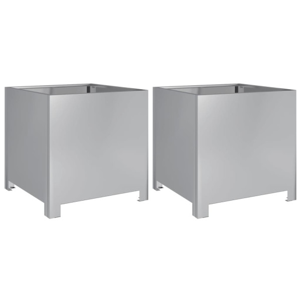 Vaso/floreira de jardim 2 pcs 40x40x40 cm aço galvanizado M 2