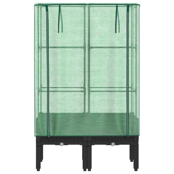 Arriate con cubierta invernadero aspecto ratán 80x40x140 cm M 4