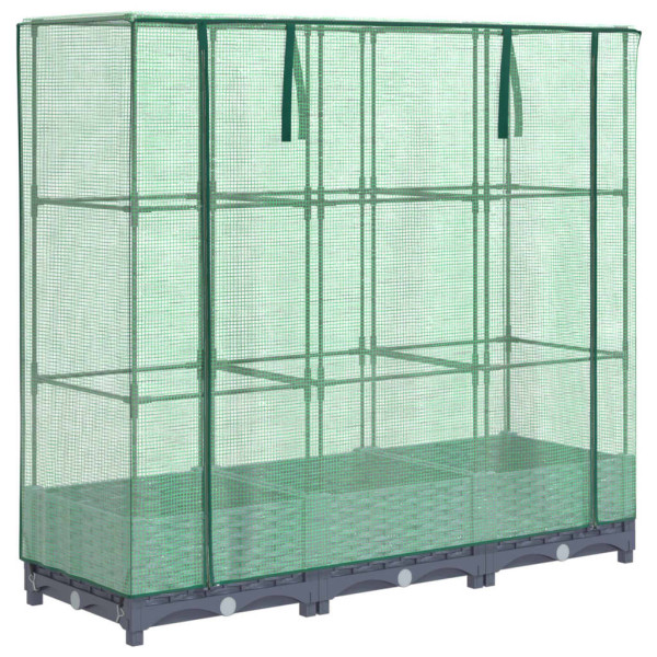 Arriate con cubierta invernadero aspecto ratán 120x40x123 cm M 2