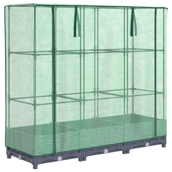 Canteiro elevado com cobertura de estufa aspeto de vime M 5