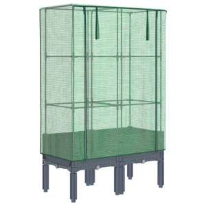 Arriate con cubierta invernadero aspecto ratán 80x40x140 cm H